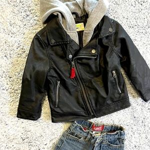 Oshkosh Jacket Size 18 Months Pleather Rocker Motorcycle Jacket